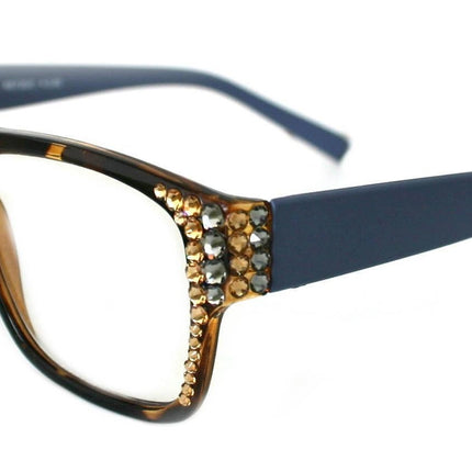 Brooklyn, (Bling) Reading Glasses 4 Women W (Hematite, L.Colorado) Genuine European Crystals. (Purple, Tortoise Brown) Square.NY FifthAvenue