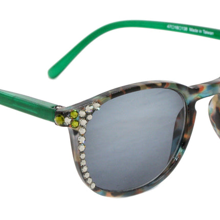 Maya, (Bling) (Sunglass Reader) (No Bifocal) 4 Women W (Black Diamond, Olivine) Genuine European Crystals (Green Brown) NY Fifth Avenue