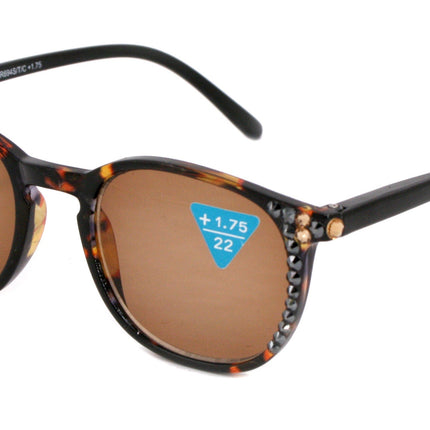 Maya, (Bling) (Sunglass Reader) (No Bifocal) 4 Women W (Hematite, L. Colorado) Genuine European Crystals (Black Brown) NY Fifth Avenue
