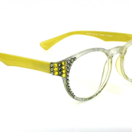 Grace, (Bling) Reading Glasses for Women W (Black Diamond, Citrine) Genuine European Crystals (Metallic Silver, Yellow)   NY Fifth Avenue