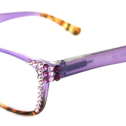 Desiree, (Bling) Women Reading Glasses W (Light Amethyst, Amethyst) Genuine European Crystals +1.5..+6   High Strength NY Fifth Avenue