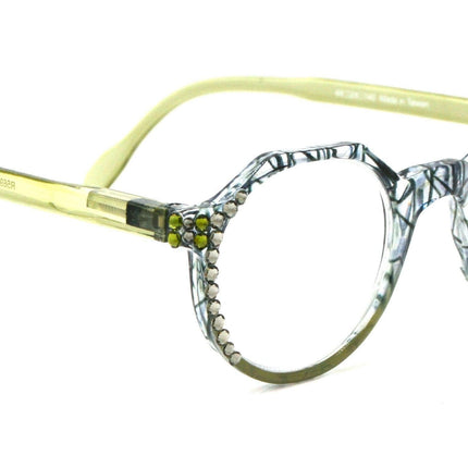 The Hexagon, (Bling) Women Reading Glasses W (Black Diamond, Olivine) Genuine European Crystals (Geometric) (Clear, Green ) NY Fifth Avenue