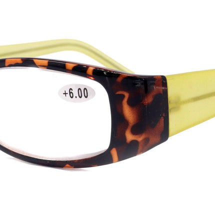 All Favorite, (Premium) Reading Glasses High End Fashion Reader Rectangular Style (Lime Green, Tortoise Brown) +4 +4.5 +5 +6 NY Fifth Avenue