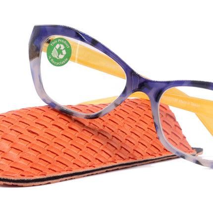 Jane, (Premium) Reading Glasses, High End Readers +1.25..+3 Magnifying Glasses (Blue, Yellow) Cat Eye, NY Fifth Avenue