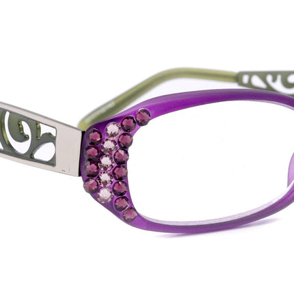 Phoenicia, (Bling) Women Reading Glasses W (Amethyst, Light Amethyst)Genuine European Crystals   (Filigree Temple) NY Fifth Avenue.