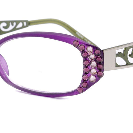 Phoenicia, (Bling) Women Reading Glasses W (Amethyst, Light Amethyst)Genuine European Crystals   (Filigree Temple) NY Fifth Avenue.
