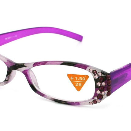Dashing Stripes, (Bling) Women Reading Glasses Adorned W (Amethyst, L. Amethyst) +1..+3 (Purple) Oval NY Fifth Avenue
