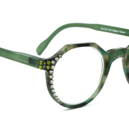 The Hexagon, (Bling) Women Reading Glasses W (Black Diamond, Olivine) Genuine European Crystals ,  (Green, Tortoise Shell) NY Fifth Avenue