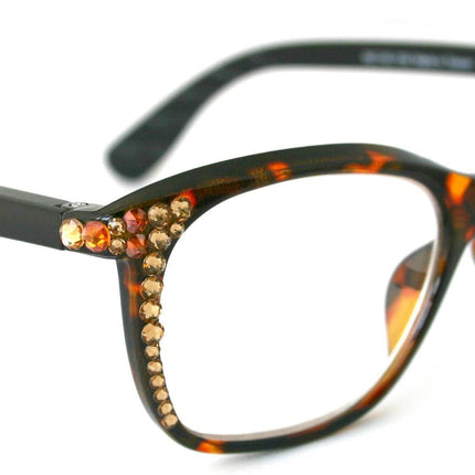 Venus, (Bling) Women Reading Glasses W(Light Colorado, Cooper)Genuine European Crystals(Black, Tortoise Br Leopard Square, NY Fifth Avenue.