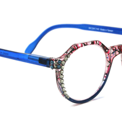 The Hexagon, (Bling) Women Reading Glasses W (Black Diamond, Montana) Genuine European Crystals (Geometric) (Clear,Red, Blue NY Fifth Avenue