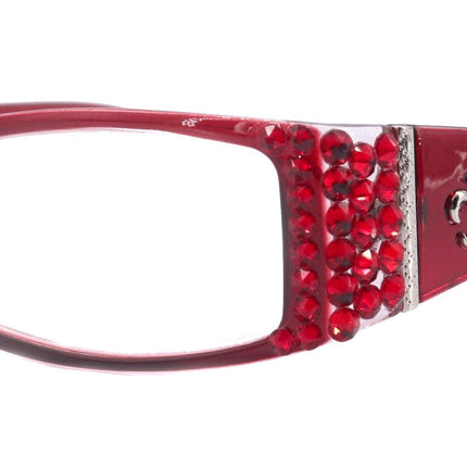 The French, (Bling) (Fleur De Lis) Women Reading Glasses W (L. Siam) European Crystals, Magnifying, Rectangular (Wine Red) NY Fifth Avenue