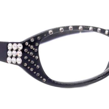 Lucky, (Bling) Women Reading Glasses W (Clear) Genuine European Crystals, Magnifying, Cat Eyes (Black) Cat eye NY Fifth Avenue