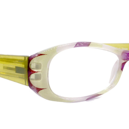 Dashing Stripes, (Premium) Reading Glasses High End Reader +1.25..+3 Magnifying, Rectangular (Green, Purple) Optical Frame. NY Fifth Avenue