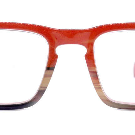 Piper, (Premium) Reading Glasses, High End Fashion Reader,+1.25 to +3 Magnifiers, (Orange, Tan, Brown) Stripes Square Frame. NY Fifth Avenue
