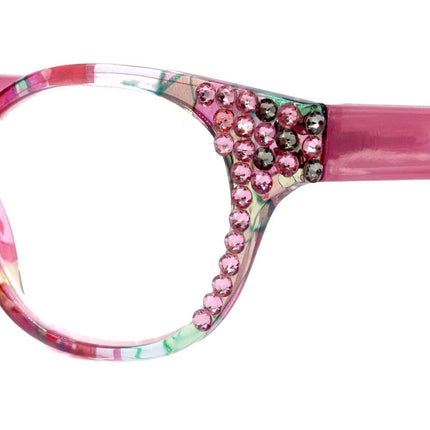 Versailles, (Bling) Reading Glasses 4 women W (Rose, Black Diamond) Genuine European Crystals  (Pink, Green, Clear) Round. NY Fifth Avenue