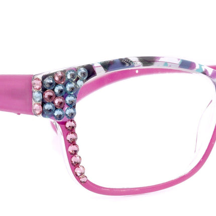 Olivia, (Bling) Women Reading Glasses Adorned W (Rose, Aquamarine) Genuine European Crystals. (Pink, Blue Tortoise Grey)  NY fifth avenue