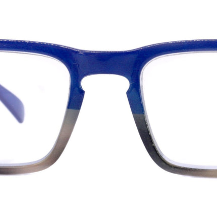 Piper, (Bling) ReadingGlasses for Women W (Montana, L. Colorado)Genuine European Crystals.(Square)(Blue Brown Faded Stripes) NY Fifth Avenue