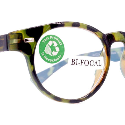 Brook, (Line Bifocal) (Premium) Reading Glasses, High-End Readers 1.25 to 3 Magnifying, Fashion Round (Tortoise Brown, Blue) NY Fifth Avenue