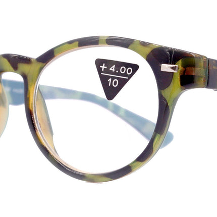 Brook, (Line Bifocal) (Premium) Reading Glasses, High-End Readers 1.25 to 3 Magnifying, Fashion Round (Tortoise Brown, Blue) NY Fifth Avenue