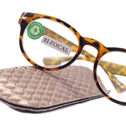 Brook, (Line Bifocal) (Premium) Reading Glasses, High-End Readers +1.25 to +3 Magnifying, Fashion Round (Tortoise Brown) NY Fifth Avenue
