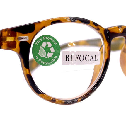 Brook, (Line Bifocal) (Premium) Reading Glasses, High-End Readers +1.25 to +3 Magnifying, Fashion Round (Tortoise Brown) NY Fifth Avenue
