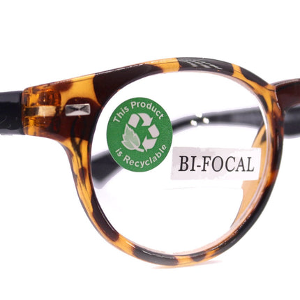 Brook, (Line Bifocal) Premium Reading Glasses, High-End Readers 1.25 to 3 Magnifying, Fashion Round (Tortoise Brown, Black) NY Fifth Avenue