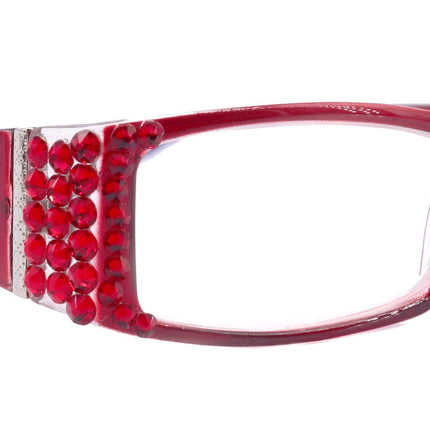 The French, (Bling) (Fleur De Lis) Women Reading Glasses W (L. Siam) European Crystals, Magnifying, Rectangular (Wine Red) NY Fifth Avenue