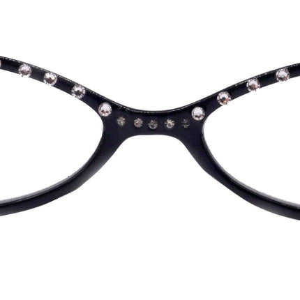 Lucky, (Bling) Women Reading Glasses W (Clear) Genuine European Crystals, Magnifying, Cat Eyes (Black) Cat eye NY Fifth Avenue