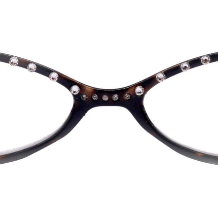 Lucky, (Bling) Women Reading Glasses W (Clear) Genuine European Crystals, Magnifying, Cat Eyes (Brown Tortoise Shell)  NY Fifth Avenue