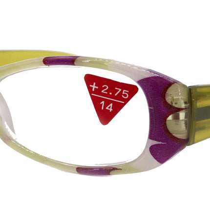 Dashing Stripes, (Premium) Reading Glasses High End Reader +1.25..+3 Magnifying, Rectangular (Green, Purple) Optical Frame. NY Fifth Avenue