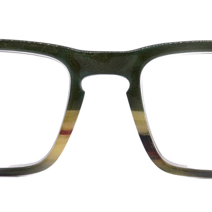 Piper, (Premium) Reading Glasses, High End Fashion Reader,+1.25 to +3 Magnifiers, (Green, Tan, Brown) Stripes Square Frame. NY Fifth Avenue
