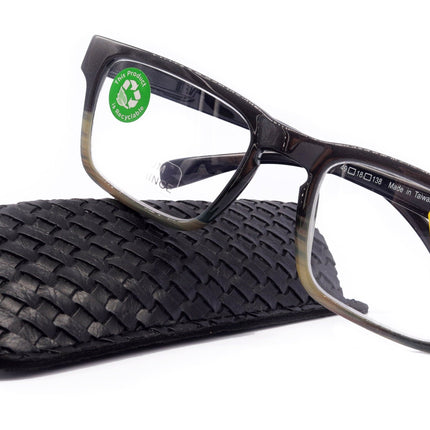 Piper, (Premium) Reading Glasses, High End Fashion Reader,+1.25 to +3 Magnifiers, (Black, Tan, Brown) Stripes Square Frame. NY Fifth Avenue