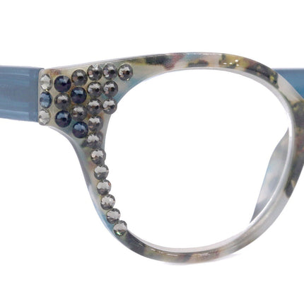 Sally, (Bling) Women Reading Glasses W (Black Diamond, Montana) Genuine European Crystals,   +1.25..+3 (Blue) Tortoiseshell. NY Fifth Avenue