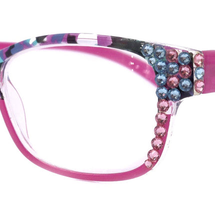 Olivia, (Bling) Women Reading Glasses Adorned W (Rose, Aquamarine) Genuine European Crystals. (Pink, Blue Tortoise Grey)  NY fifth avenue