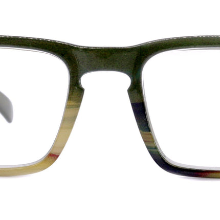 Piper, (Bling) Reading Glasses for Women W (Black Diamond, Olivine) Genuine European Crystals.  (Black Green Faded Stripes) NY Fifth Avenue