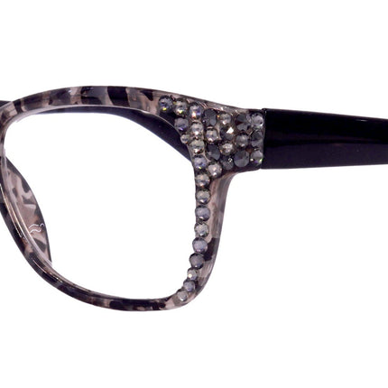 Madison Square, (Bling) Reading Glasses 4 Women W (Black Diamond, Hematite) Genuine European Crystals. +1.5..+3 NY Fifth Avenue (Wide frame)