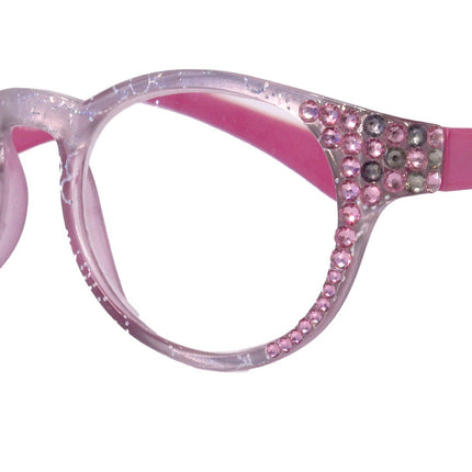 Grace, (Bling) Reading Glasses for Women W (Light Rose, Black Diamond)  Genuine European Crystals (Metallic Silver, Pink). NY Fifth Avenue