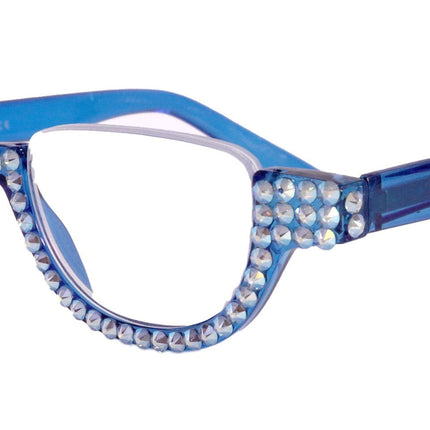 Half Moon, (Bling) Woman Reading Glasses W (AB Aurora Borealis) Genuine European Crystals Reader +1.25 +1.50..+4 Frame, NY Fifth Avenue