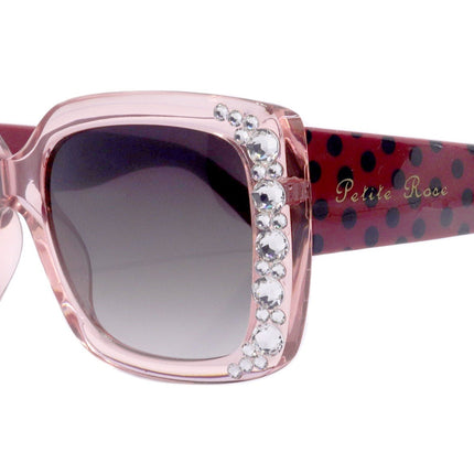 Minnie, (Bling) Women Sunglasses W (Hematite) Genuine European Crystals  100% UV Protection, Polka dot Translucent Clear, NY Fifth Avenue.