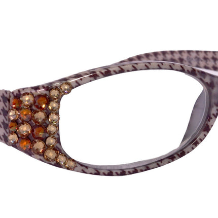 The Scottish, (Bling) Reading Glasses with (L Colorado, Cooper) (Hounds Tooth Check) Rectangular (Brown) NY Fifth Avenue