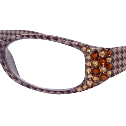 The Scottish, (Bling) Reading Glasses with (L Colorado, Cooper) (Hounds Tooth Check) Rectangular (Brown) NY Fifth Avenue