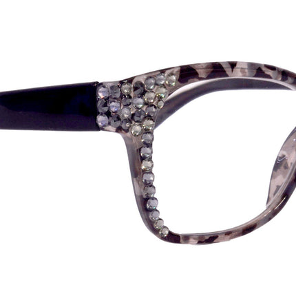 Madison Square, (Bling) Reading Glasses 4 Women W (Black Diamond, Hematite) Genuine European Crystals. +1.5..+3 NY Fifth Avenue (Wide frame)