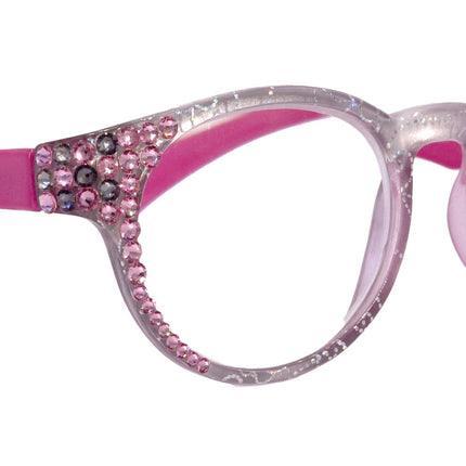 Grace, (Bling) Reading Glasses for Women W (Light Rose, Black Diamond)  Genuine European Crystals (Metallic Silver, Pink). NY Fifth Avenue