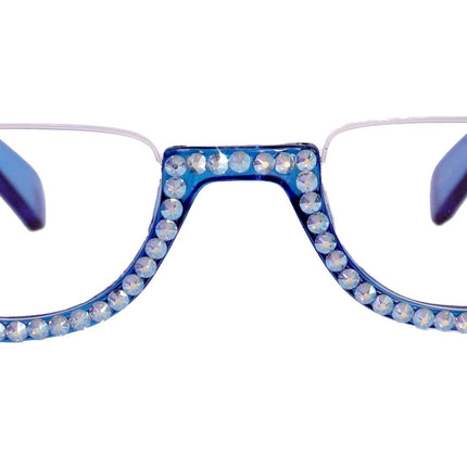 Half Moon, (Bling) Woman Reading Glasses W (AB Aurora Borealis) Genuine European Crystals Reader +1.25 +1.50..+4 Frame, NY Fifth Avenue
