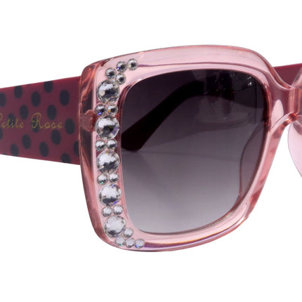 Minnie, (Bling) Women Sunglasses W (Hematite) Genuine European Crystals  100% UV Protection, Polka dot Translucent Clear, NY Fifth Avenue.