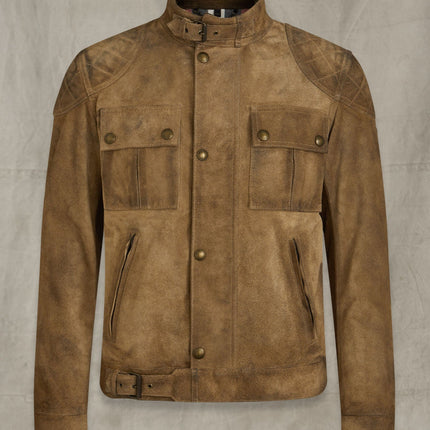 Handmade Brookstones Suede Leather Jacket for Men