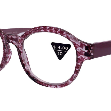 The Alchemist, (Premium) Reading Glasses, High End Readers, Magnifying Eyeglasses, (Pink Translucent) (Round) (Houndstooth) NY Fifth Avenue