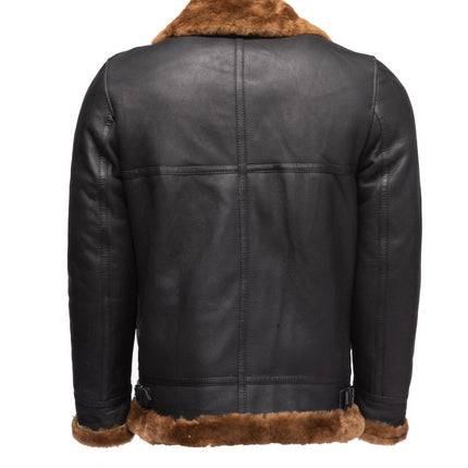 Handmade Classic Ginger Brown B3 Bomber Aviator Shearling Jacket