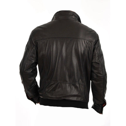 Handmade Black Leather Jacket With Collars