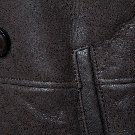 Handmade Jozef's 3/4 Length Brown Shearling Buttoned Coat
